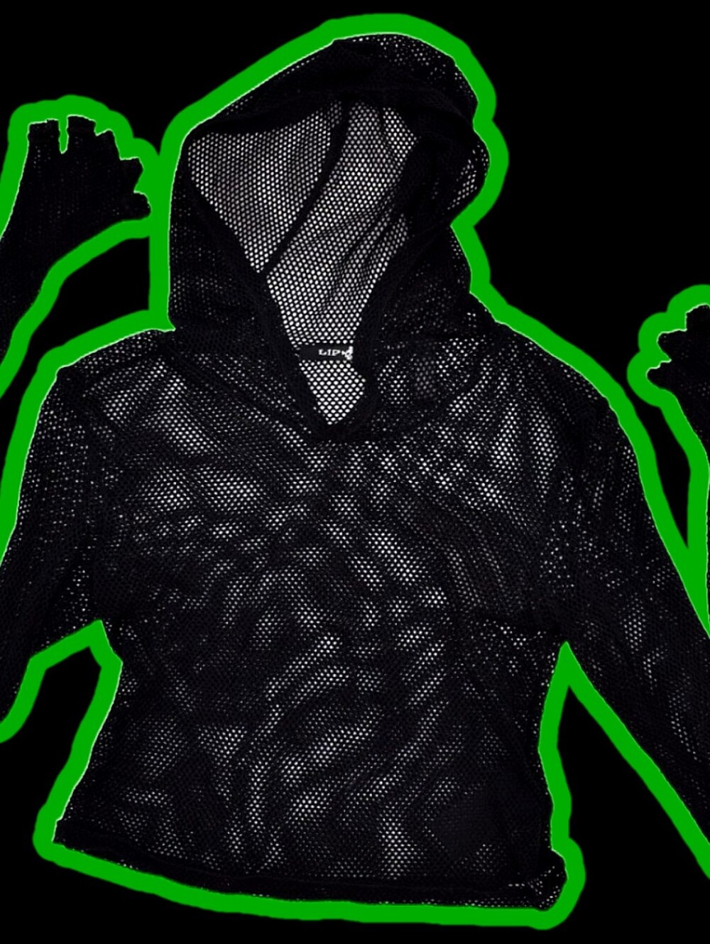 LIP SERVICE Fash-ist Fishnet Hoodie - Long Sleeves w/ Fingerless Gloves - S/M